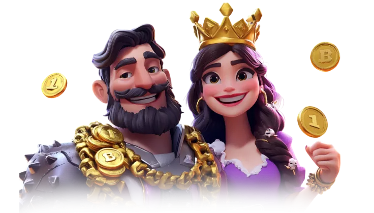 King and queen with coins